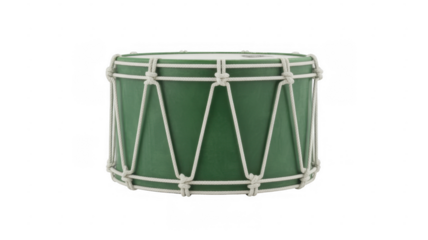 Green Drum with White Rope musical instrument drum with rope isolated on a transparent background