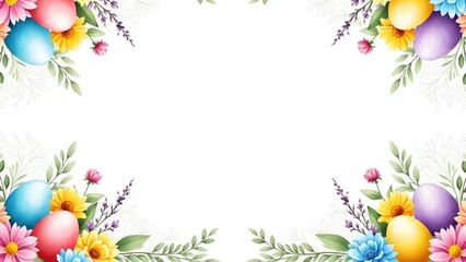 Fototapeta premium Easter egg floral border design template