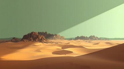 Golden Sand Dunes In Desert Sunlight