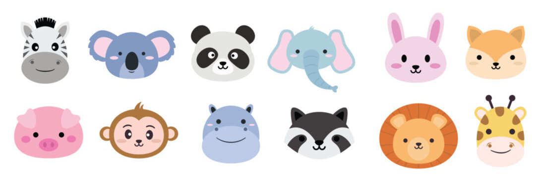 charming collection of animal head mascot illustrations