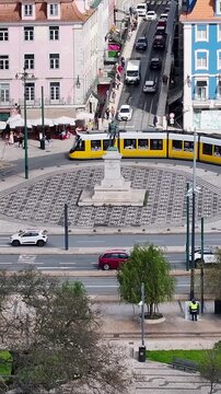 Duque Da Terceira Square In Lisbon Portugal. Beautifully Designed Park Adorned With Lush Greenery. Metropolitan Landscape Commercial Building Awesome. Urban Commercial Building Town. Lisbon Portugal.