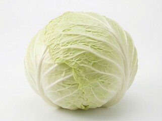 Obraz premium Whole Fresh Green Cabbage Isolated on White Background