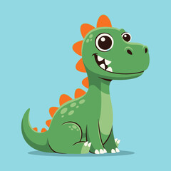 Obraz premium Cute Cartoon Dinosaur Character Sitting and Smiling
