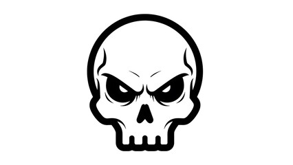 Obraz premium Angry Skull Illustration Black and White.