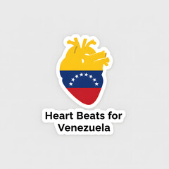 Anatomical heart sticker with Venezuela flag colors