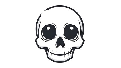 Fototapeta premium Simple Black and White Skull Illustration.