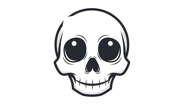 Simple Black and White Skull Illustration. - Powered by Adobe