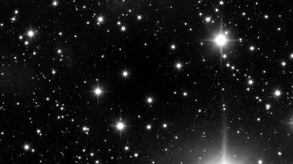 A stunning celestial scene featuring numerous bright stars shining against a dark night sky with a large radiant star in the center