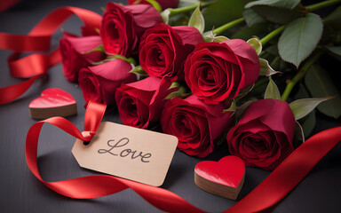 Red Roses Bouquet with Love Note