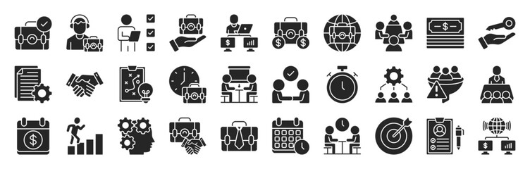 Work glyph style Icon set collection. Editable stroke illustration Eps 10
