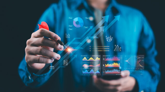 data analytics concept illustrating growth direction, performance metrics, analytical insights. Suitable financial planning, KPI tracking, digital transformation, corporate performance visualization. - Powered by Adobe