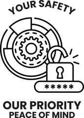 A black and white image of a lock with the words "Your Safety" written below it