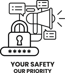 A black and white image of a lock with a key