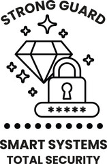 A diamond and a key are on a white background