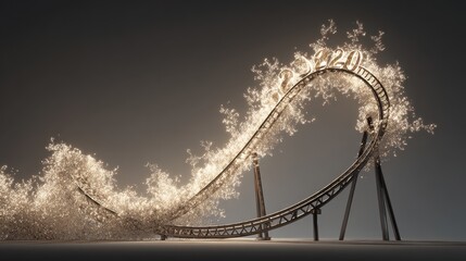 A roller coaster roller coaster in a dark room