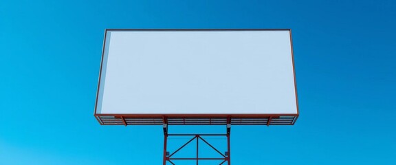 Giant empty billboard against a clear blue sky, panel, landscape