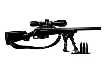 Naklejka premium Sniper Rifle Silhouette Vector