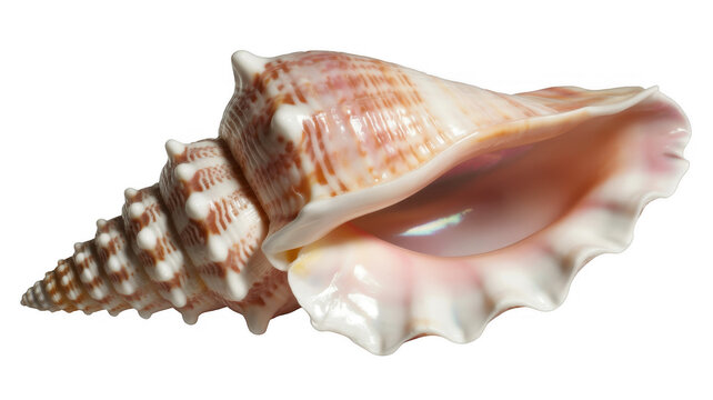 Large seashell with brown and white patterns large shell isolated on a transparent background