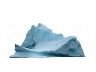Light blue iceberg with smooth surface glacier frozen isolated on a transparent background