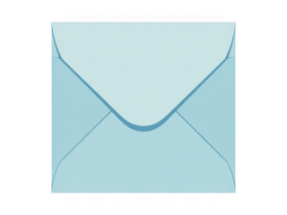 Light blue envelope with flap up cyan mail isolated on a transparent background