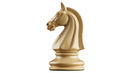 Light brown chess knight horse isolated on a transparent background