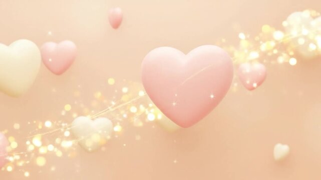 Colorful Heart Shapes with Soft Glow on Light Background for Romantic Designs and Celebrations