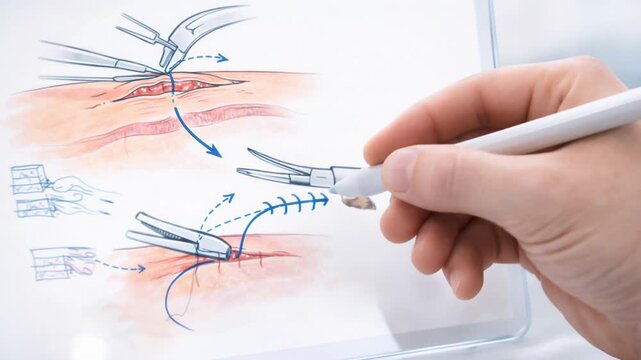 Surgery technology vr training smart tools tablet for medical student practice with digital pen guidance guide modern medical stitch method sketch