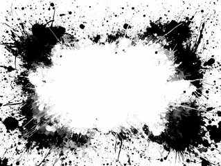 Grunge Splatter Frame Abstract Black and White Background