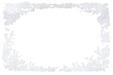 White frosty winter border creating a frozen ice frame with crystal patterns on transparent background