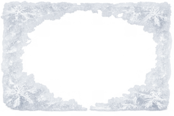 Frozen ice frame transforming a background with real snowflakes creating a winter border for holidays and cold designs