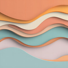 Minimalist studio setting showcases abstract waves of colorful paper layers in artistic design