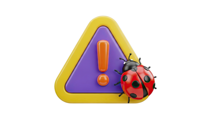 Warning Sign with Ladybug Bug