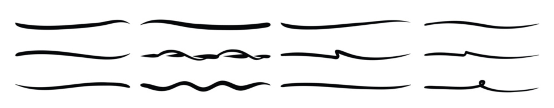 Set of hand drawn underline