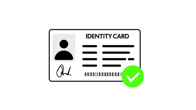 verified identity card, animated identity card screen screening check and passed verification