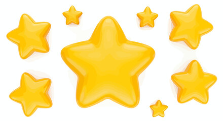Multiple yellow cartoon stars of various sizes arranged on a white background.