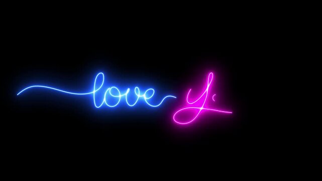 love you animated neon text lettering handwriting i love you 4k looping croma