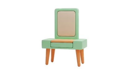 Cute Mint Green and Orange Toddler Vanity Table with Mirror