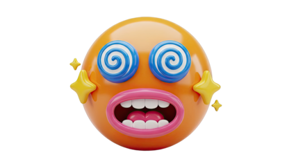 Dizzy Emoji with Swirl Eyes and Open Mouth