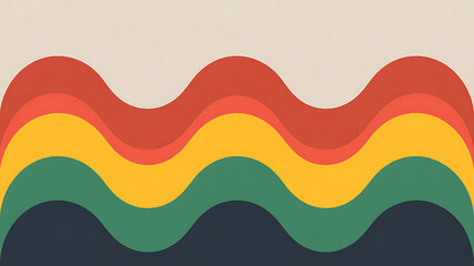 Abstract wavy lines in red yellow green and navy on transparent background