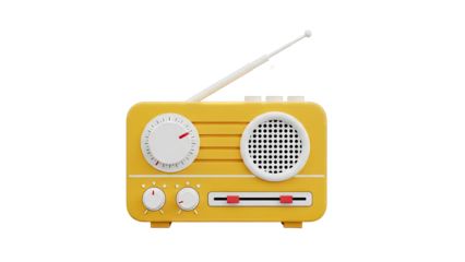 Retro Yellow Radio with Antenna and Knobs