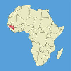 Obraz premium Vector map of Guinea, silhouette illustration of vector map isolated on map of Africa. African continent state