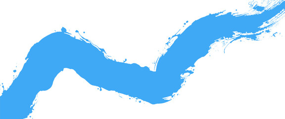 Vector artistic hand blue wave ink brush stroke on white background