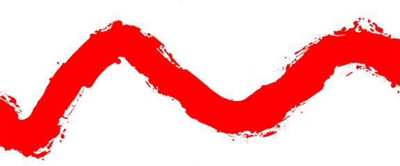 Vector modern red wave ink brush stroke on white background
