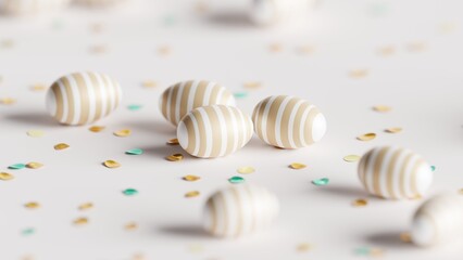 3D Illustration. Easter eggs on white background. 3D Rendering