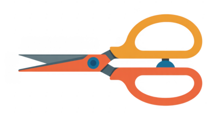 Orange and Yellow Scissors cutting tool craft isolated on a transparent background