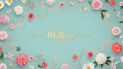Wishing a happy mother's day to all the amazing moms greeting card background with beautiful flowers