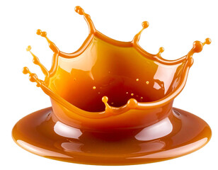 Caramel splash cut out on a transparent background