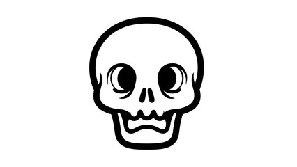 Simple Black and White Skull Illustration.