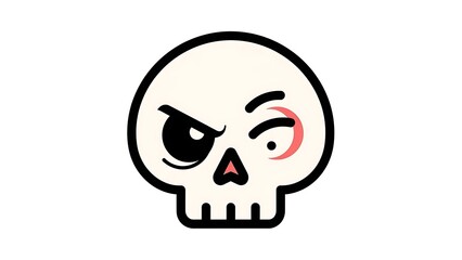Obraz premium Angry Cartoon Skull with Red Cheek.
