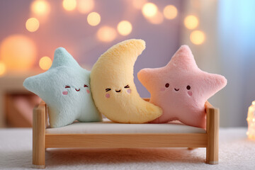 Kawaii star and moon cushion set